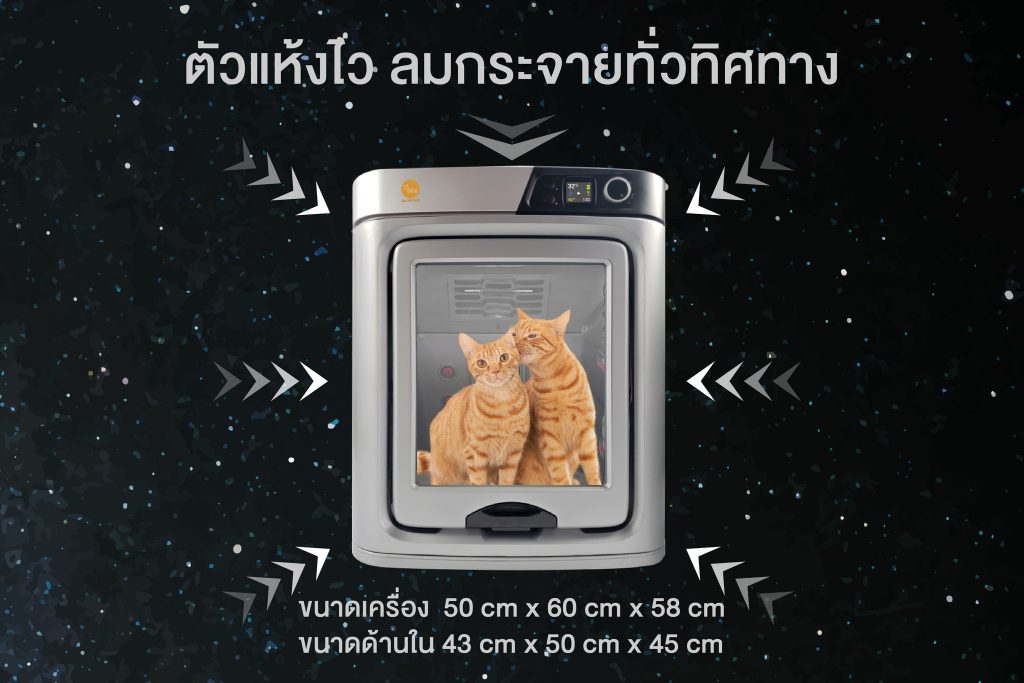 เครื่องเป่าขนสัตว์เลี้ยงสุนัขแมวอัจฉริยะของ Petology Thailand 